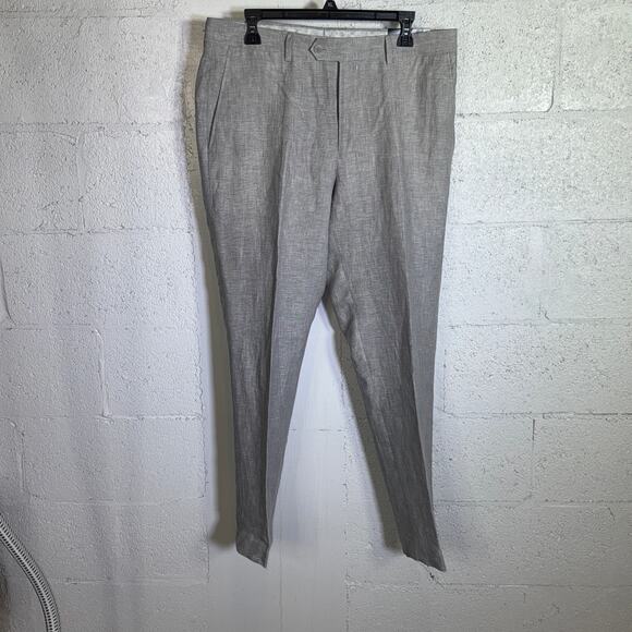 Bar III Men's Slim-Fit 100% Linen Suit Pants, Grey 34X30 $135 - Picture 6 of 8
